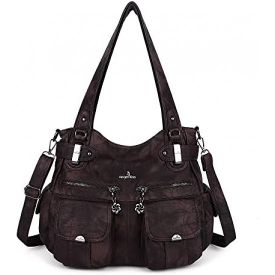 Purses and Handbags Women Tote Shoulder Top Handle Satchel Hobo Bags Fashion Washed Leather Purse