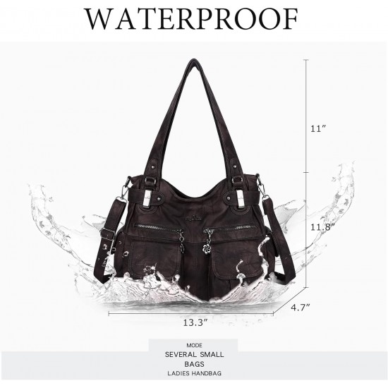 Purses and Handbags Women Tote Shoulder Top Handle Satchel Hobo Bags Fashion Washed Leather Purse