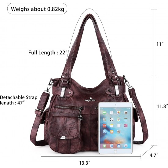 Purses and Handbags Women Tote Shoulder Top Handle Satchel Hobo Bags Fashion Washed Leather Purse