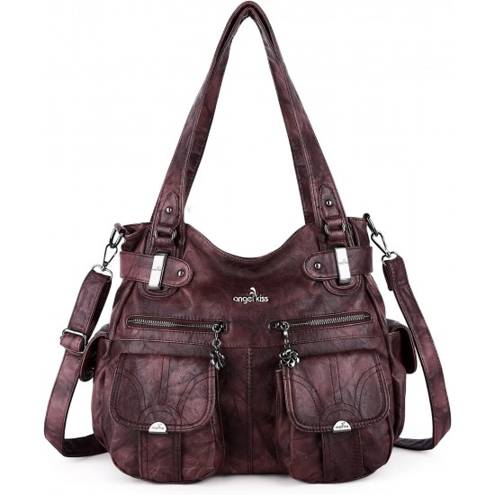 Purses and Handbags Women Tote Shoulder Top Handle Satchel Hobo Bags Fashion Washed Leather Purse