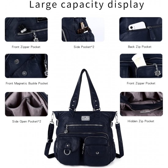 Purses Handbags for Women PU Tote Satchel Bags for Women Pockets Shoulder Bags