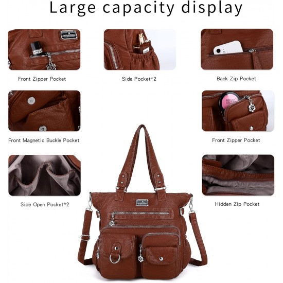 Purses Handbags for Women PU Tote Satchel Bags for Women Pockets Shoulder Bags