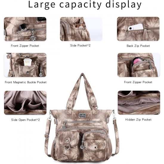 Purses Handbags for Women PU Tote Satchel Bags for Women Pockets Shoulder Bags