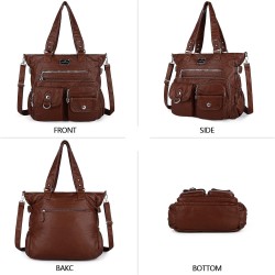 Purses and Handbags Women Tote Shoulder Top Handle Satchel Hobo Bags Fashion Washed Leather Purse