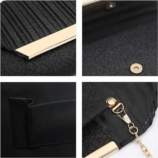 Women Glitter Envelope Evening Clutch Bags Formal Party Purses Wedding Bag Chain Cocktail Prom Bag