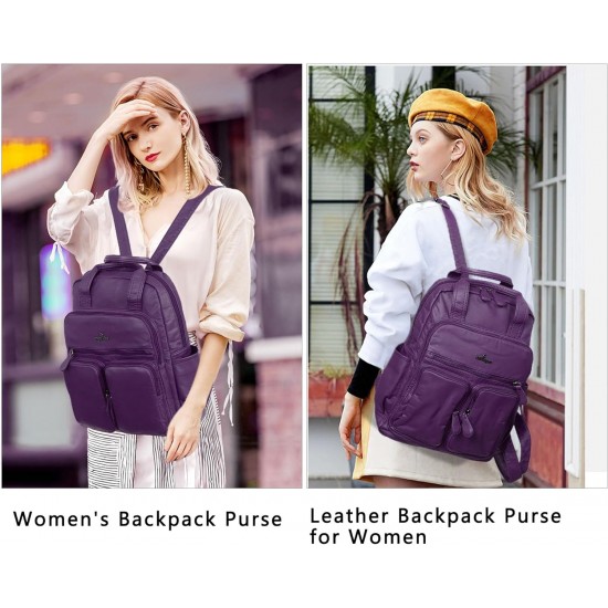 Backpack Purse for Women Soft Vegan Leather Backpack Anti-Theft Shoulder Bags Fashion Stachel Daypacks for Travel 