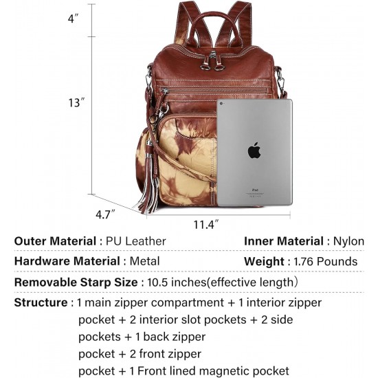 Women Bags Backpack Purse PU Leather Zipper Bags Casual Backpacks Shoulder Bags 