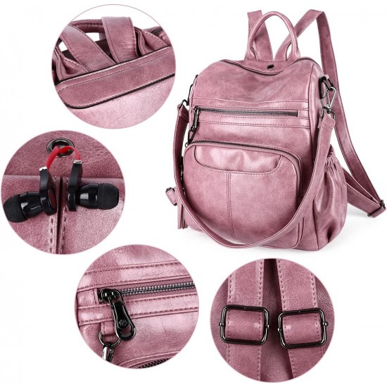 Women Bags Backpack Purse PU Leather Zipper Bags Casual Backpacks Shoulder Bags 