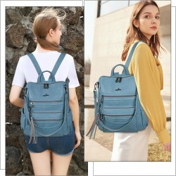 Women Bags Backpack Purse PU Leather Zipper Bags Casual Backpacks Shoulder Bags 