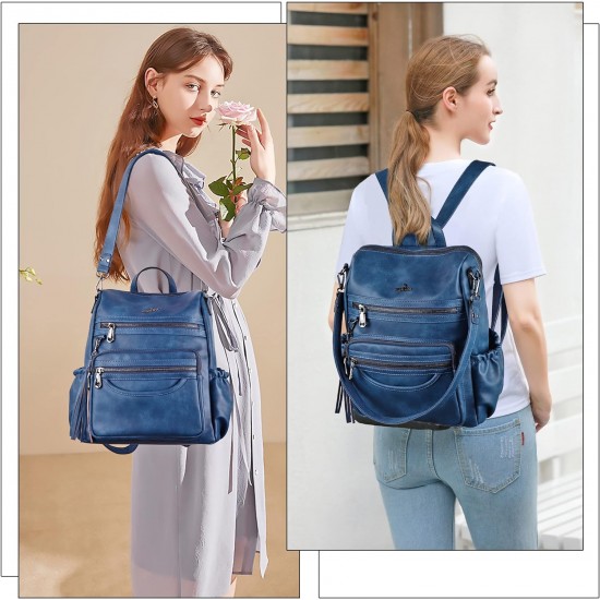 Women Bags Backpack Purse PU Leather Zipper Bags Casual Backpacks Shoulder Bags 