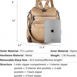 Women Bags Backpack Purse PU Leather Zipper Bags Casual Backpacks Shoulder Bags 