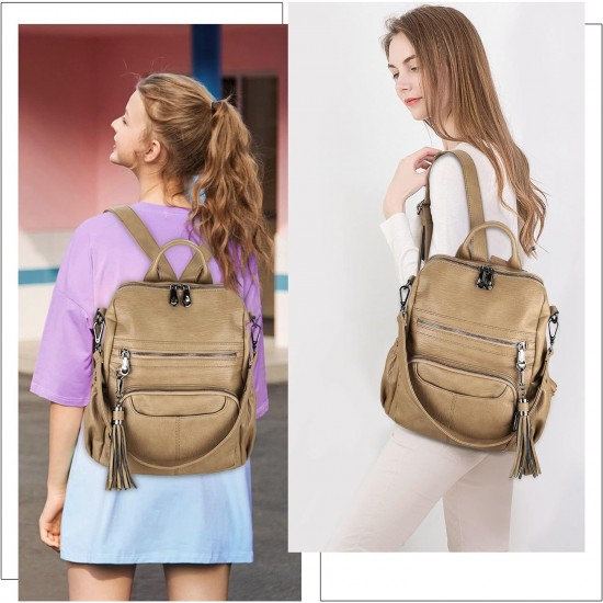 Women Bags Backpack Purse PU Leather Zipper Bags Casual Backpacks Shoulder Bags 