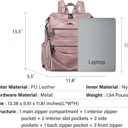 Women Bags Backpack Purse PU Leather Zipper Bags Casual Backpacks Shoulder Bags 