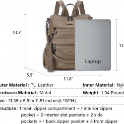 Women Bags Backpack Purse PU Leather Zipper Bags Casual Backpacks Shoulder Bags 