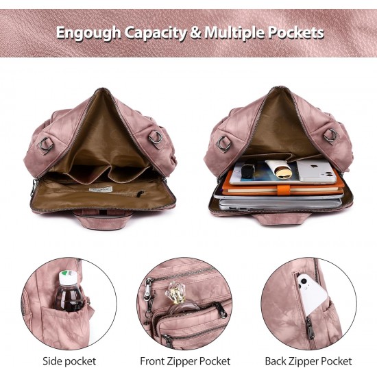 Women Bags Backpack Purse PU Leather Zipper Bags Casual Backpacks Shoulder Bags 