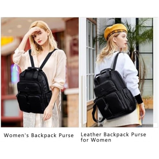 Backpack Purse for Women Soft Vegan Leather Backpack Anti-Theft Shoulder Bags Fashion Stachel Daypacks for Travel