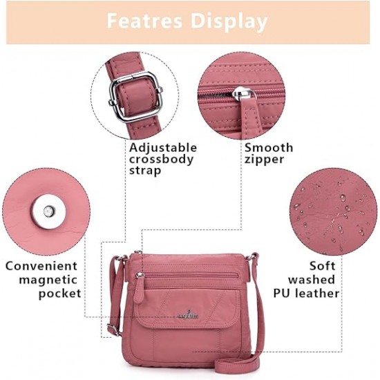 Small Womens Crossbody Bag Leather Shoulder Purse for Women Hobo Bag with Adjustable Shoulder Strap