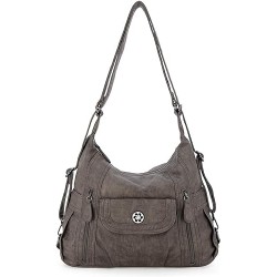 Purses and Handbags for Women Washed Vegan Leather Crossbody Hobo Satchel Shoulder Mutipocket Tote Purse