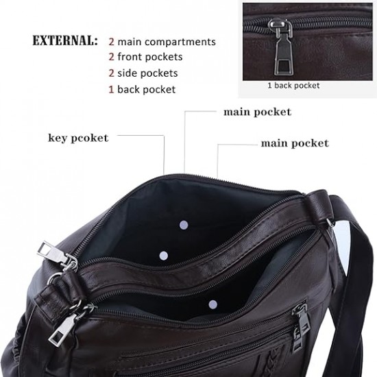  Purses and Handbags Women Tote Shoulder Top Handle Satchel Hobo Bags Fashion Washed Leather Purse