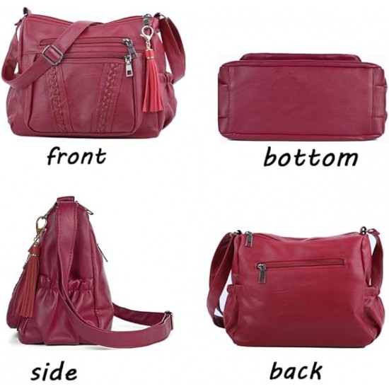  Purses and Handbags Women Tote Shoulder Top Handle Satchel Hobo Bags Fashion Washed Leather Purse