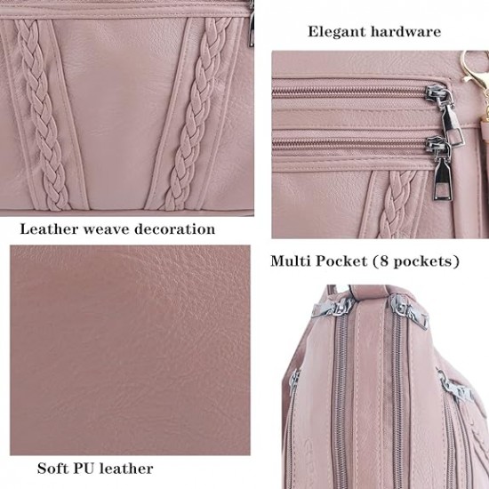  Purses and Handbags Women Tote Shoulder Top Handle Satchel Hobo Bags Fashion Washed Leather Purse