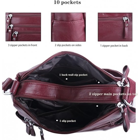  Purses and Handbags Women Tote Shoulder Top Handle Satchel Hobo Bags Fashion Washed Leather Purse