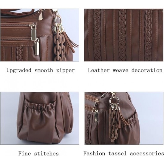  Purses and Handbags Women Tote Shoulder Top Handle Satchel Hobo Bags Fashion Washed Leather Purse