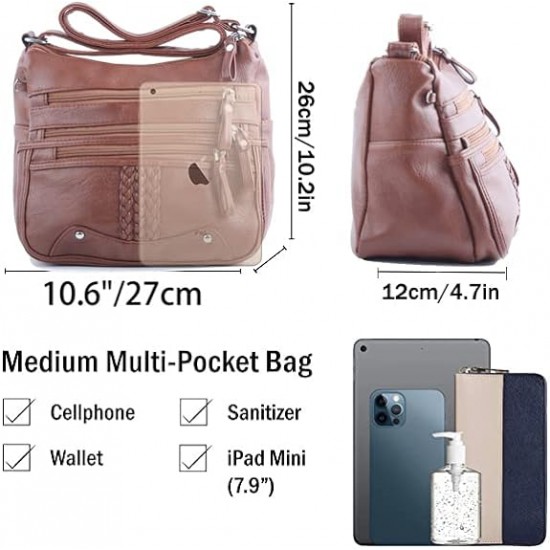  Purses and Handbags Women Tote Shoulder Top Handle Satchel Hobo Bags Fashion Washed Leather Purse