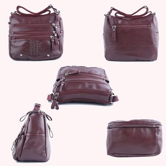  Purses and Handbags Women Tote Shoulder Top Handle Satchel Hobo Bags Fashion Washed Leather Purse