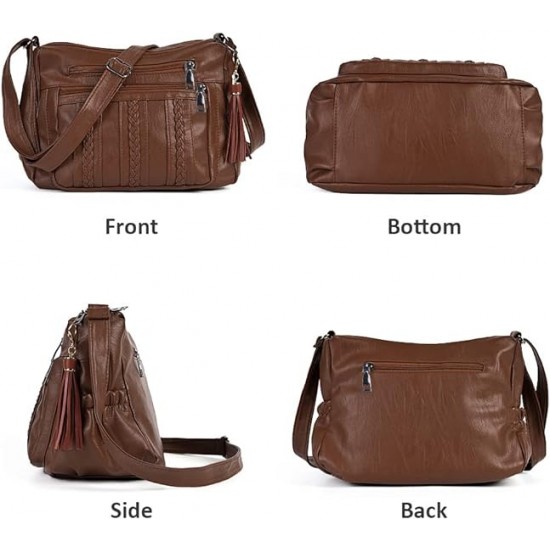  Purses and Handbags Women Tote Shoulder Top Handle Satchel Hobo Bags Fashion Washed Leather Purse