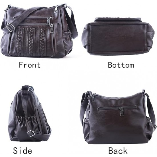  Purses and Handbags Women Tote Shoulder Top Handle Satchel Hobo Bags Fashion Washed Leather Purse