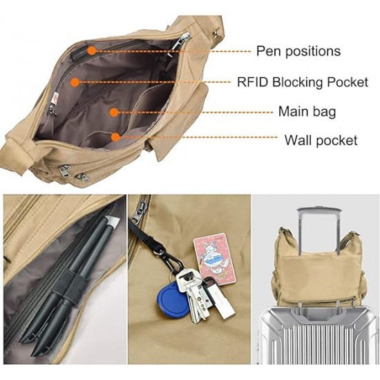 Crossbody Bags for Women RFID Lightweight Travel Shoulder Bag Waterproof Nylon purses and handbags Pocketbook