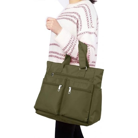 Canvas Tote Bag Waterproof Nylon Multi Pocket Shoulder Bags Laptop Work Bag Teacher Purse and Handbags for Women & Men