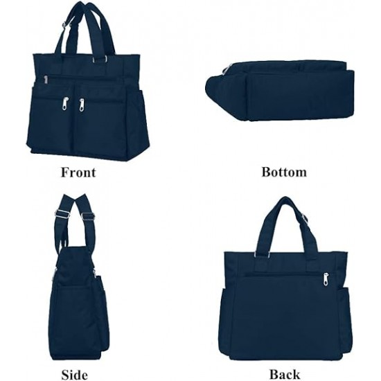 Canvas Tote Bag Waterproof Nylon Multi Pocket Shoulder Bags Laptop Work Bag Teacher Purse and Handbags for Women & Men