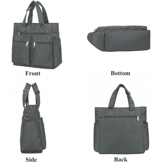 Canvas Tote Bag Waterproof Nylon Multi Pocket Shoulder Bags Laptop Work Bag Teacher Purse and Handbags for Women & Men