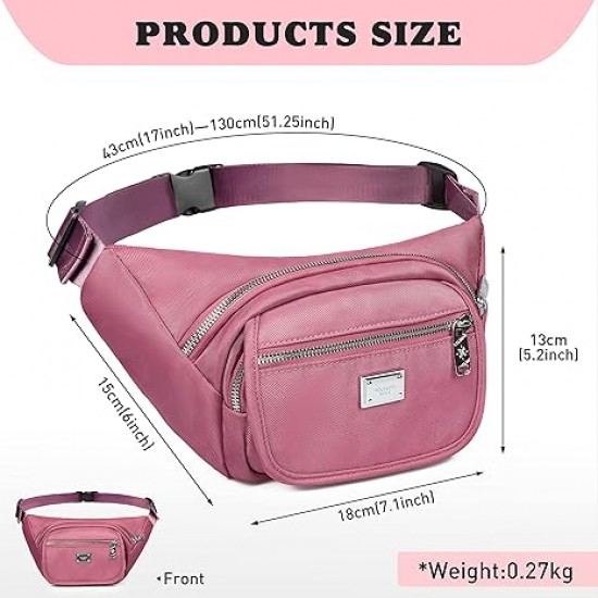 Fanny Packs for Women Men, Fashion Waist Pack Belt Bags for Teens with Multi-Pockets Adjustable Belts, Cute Fanny Pack Bum Bag for Outdoors Workout Traveling Casual