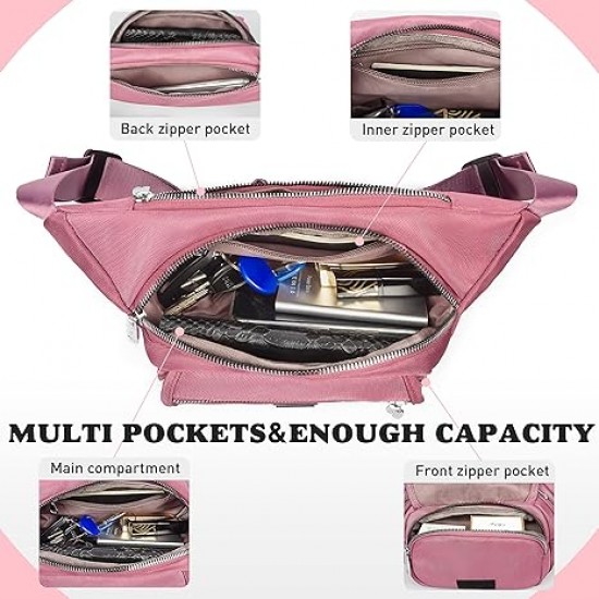 Fanny Packs for Women Men, Fashion Waist Pack Belt Bags for Teens with Multi-Pockets Adjustable Belts, Cute Fanny Pack Bum Bag for Outdoors Workout Traveling Casual