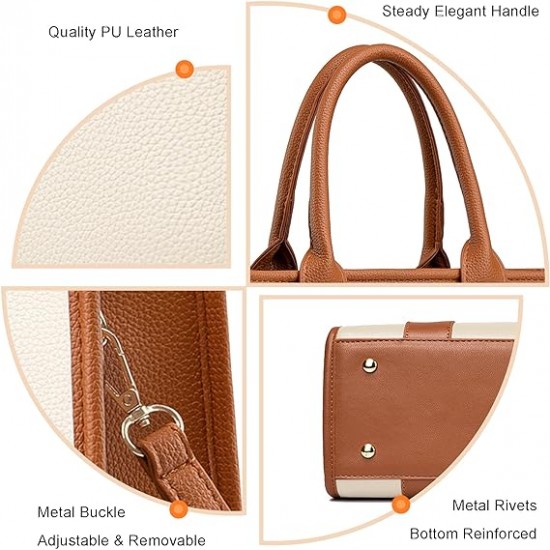 The Tote Bag Crossbody Purses for Women Shoulder Bag Handbags PU Leather Top Handle Bags with zipper