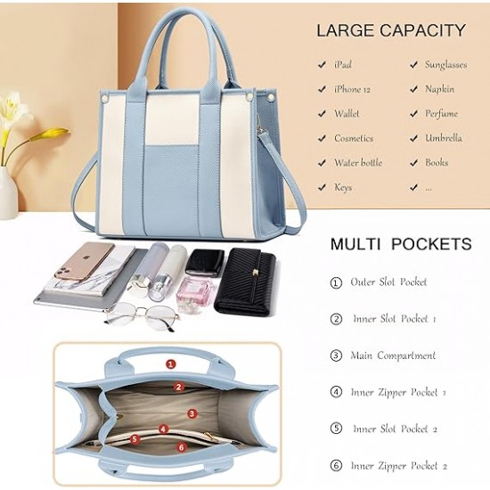 The Tote Bag Crossbody Purses for Women Shoulder Bag Handbags PU Leather Top Handle Bags with zipper