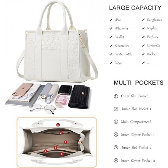 The Tote Bag Crossbody Purses for Women Shoulder Bag Handbags PU Leather Top Handle Bags with zipper