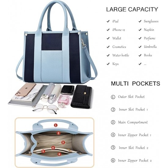 The Tote Bag Crossbody Purses for Women Shoulder Bag Handbags PU Leather Top Handle Bags with zipper