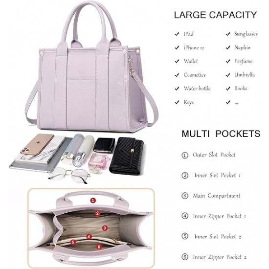 The Tote Bag Crossbody Purses for Women Shoulder Bag Handbags PU Leather Top Handle Bags with zipper