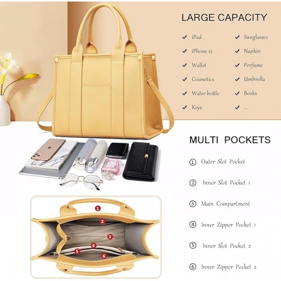 The Tote Bag Crossbody Purses for Women Shoulder Bag Handbags PU Leather Top Handle Bags with zipper