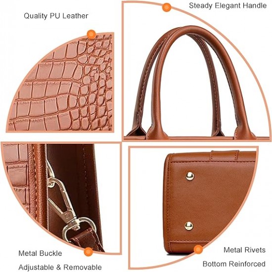 The Tote Bag Crossbody Purses for Women Shoulder Bag Handbags PU Leather Top Handle Bags with zipper