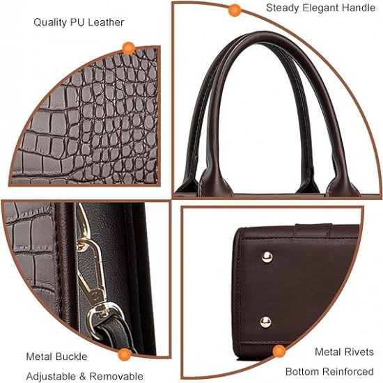 The Tote Bag Crossbody Purses for Women Shoulder Bag Handbags PU Leather Top Handle Bags with zipper