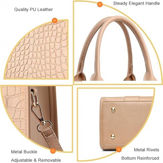 The Tote Bag Crossbody Purses for Women Shoulder Bag Handbags PU Leather Top Handle Bags with zipper