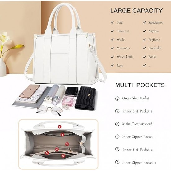 The Tote Bag Crossbody Purses for Women Shoulder Bag Handbags PU Leather Top Handle Bags with zipper