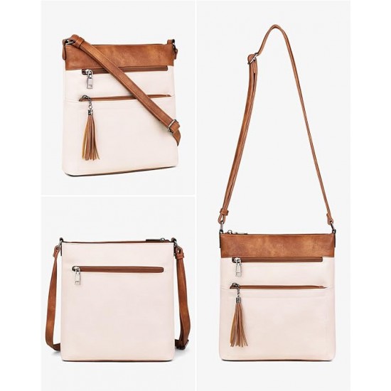 Crossbody Purses for Women, Multi Pocket Casual Crossbody Bag, Adjustable Strap Shoulder Bag with Tassel