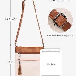 Crossbody Purses for Women, Multi Pocket Casual Crossbody Bag, Adjustable Strap Shoulder Bag with Tassel