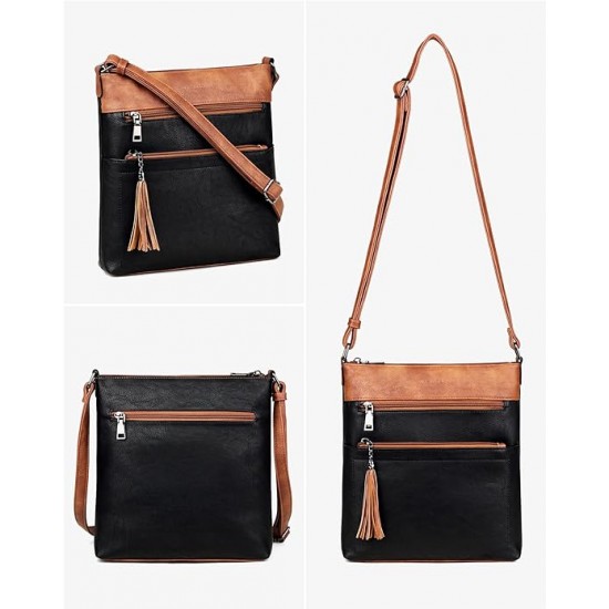 Crossbody Purses for Women, Multi Pocket Casual Crossbody Bag, Adjustable Strap Shoulder Bag with Tassel